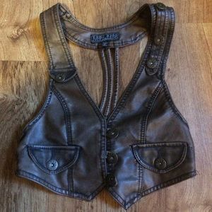 Fake leather vest